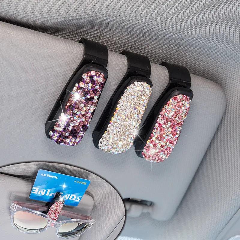 Rhinestone Sun Visor Sunglasses Clip Holder - StarsKing Technology