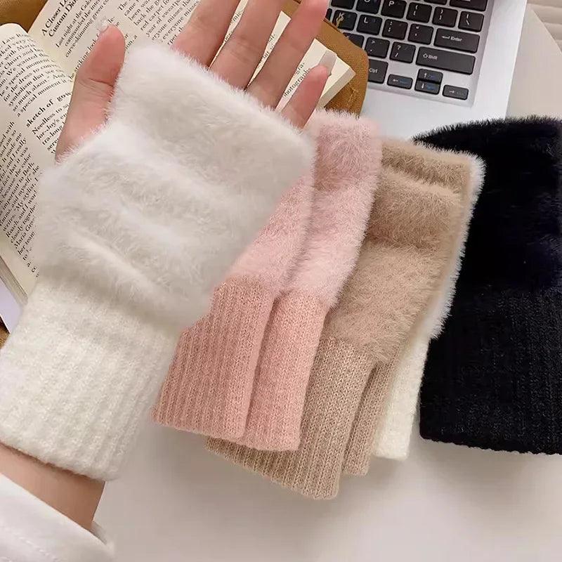 Mink Fleece Fingerless Gloves - StarsKing Technology