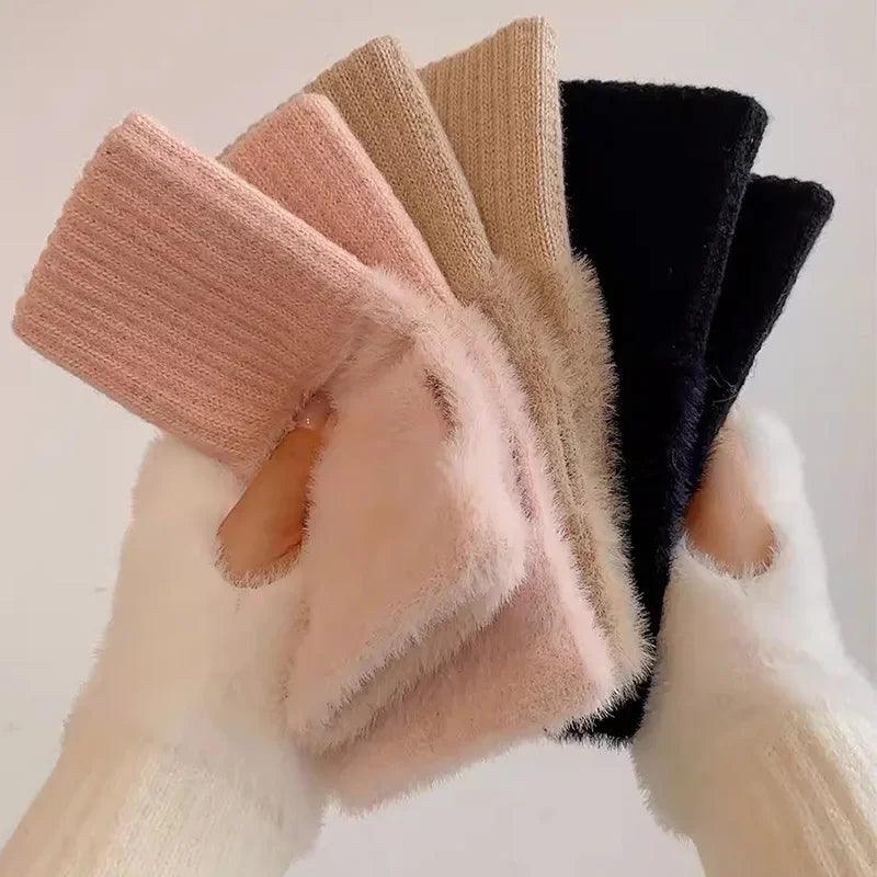 Mink Fleece Fingerless Gloves - StarsKing Technology