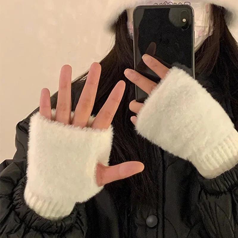 Mink Fleece Fingerless Gloves - StarsKing Technology