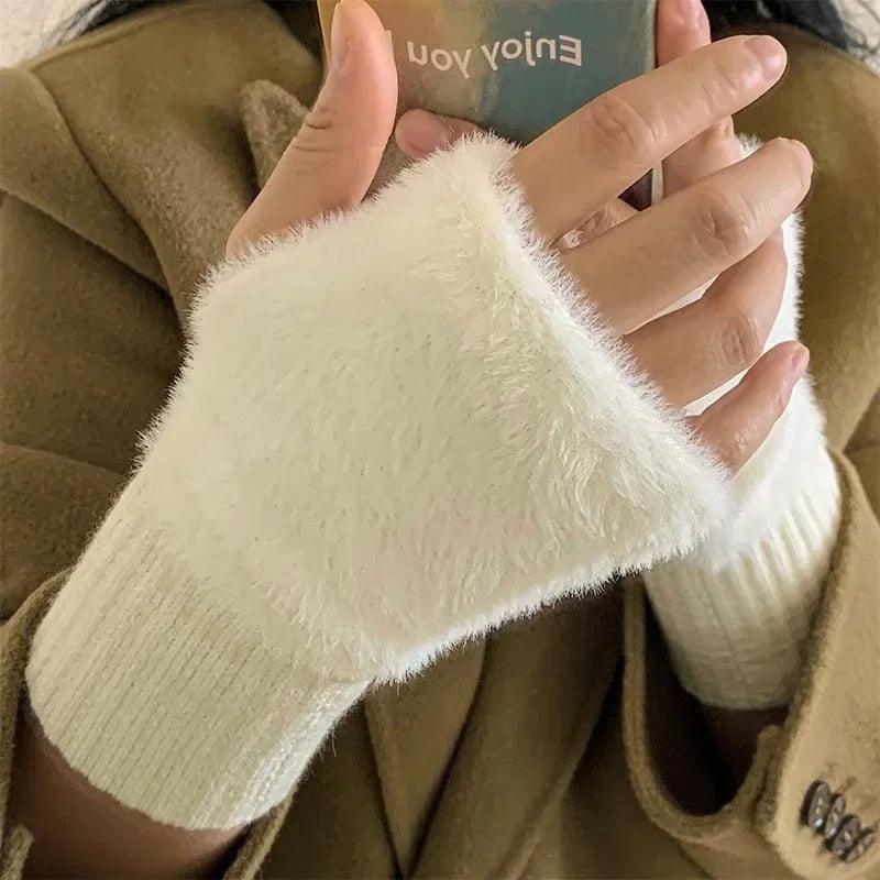 Mink Fleece Fingerless Gloves - StarsKing Technology