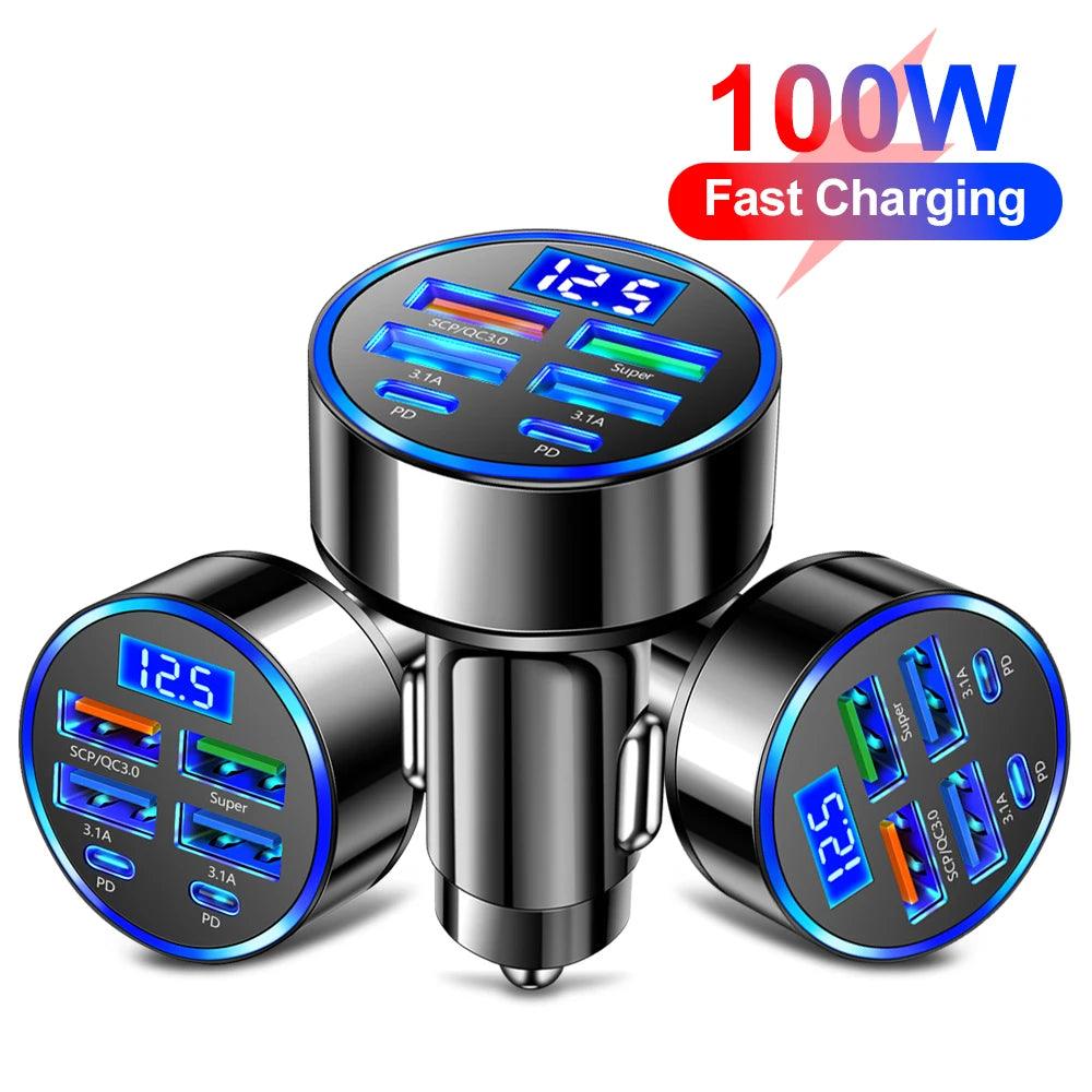 100W 6-Port Fast Car Charger - StarsKing Technology